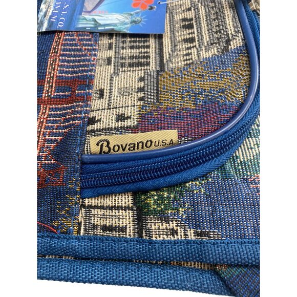 Bovano USA Tapestry Tote Bag With Zipper & Handles Featuring Iconic Landmarks - Picture 2 of 4